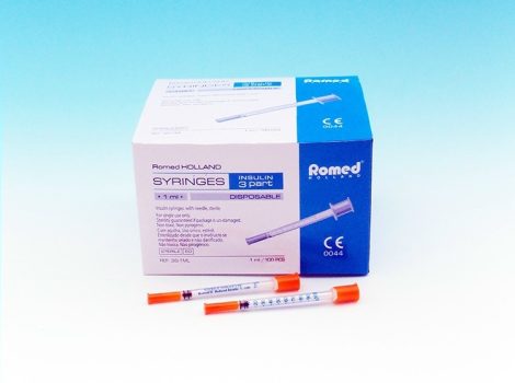 Eh. fecskendő 100NE insulin 1ml +tű 100db/csomag